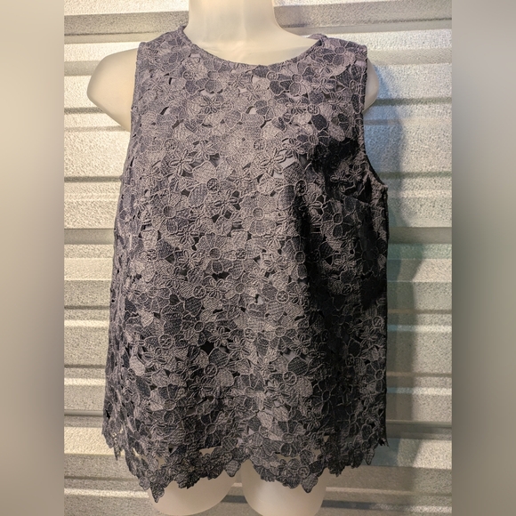 LOFT Tops - Loft Elegant Lace Sleeveless Top - Gray Size Sp